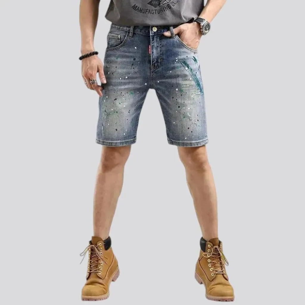 Sanded stylish y2k men's denim shorts