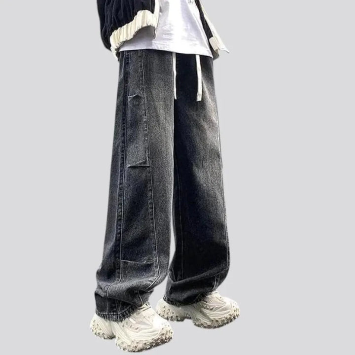 Sanded vintage boho style men's jean joggers