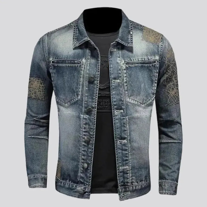 Sanded slim men's denim jacket