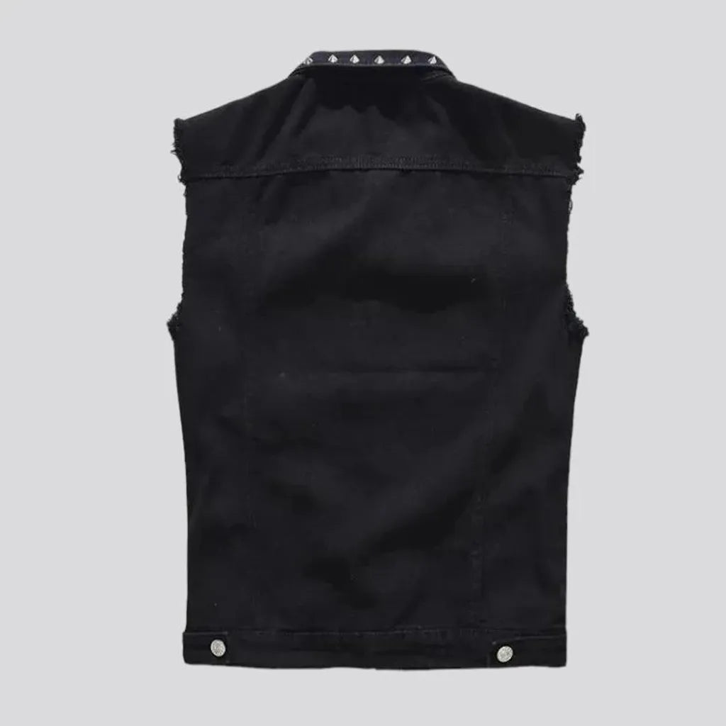 Embellished y2k denim men's vest