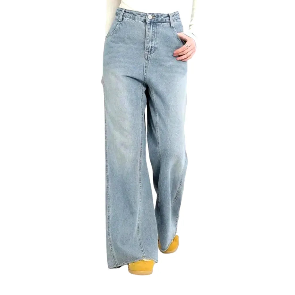 Baggy Fit High Waist Women's Jeans - Light Blue