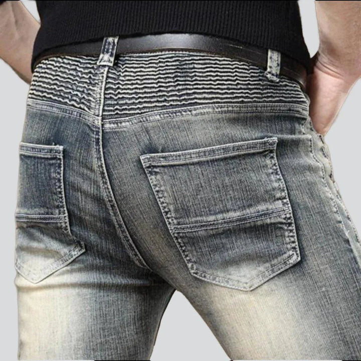 Distressed stylish men's biker jeans