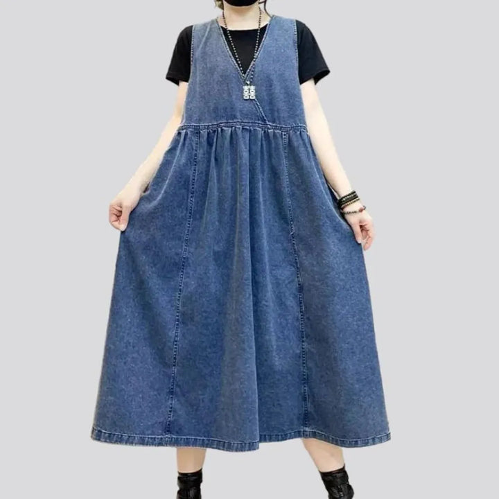 Loose vintage jean dress
 for women