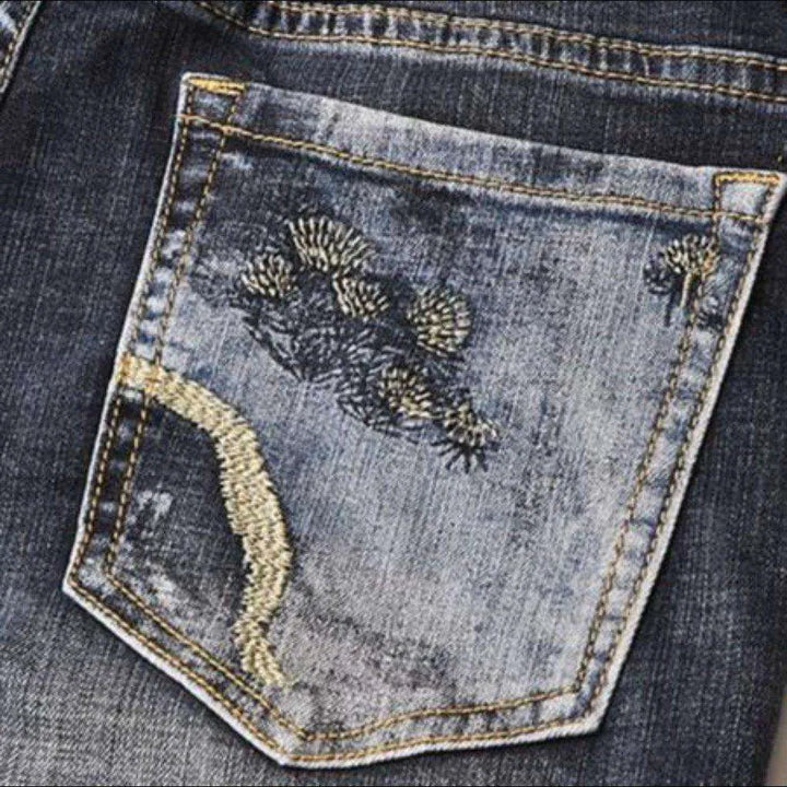 Vintage painting print men's jeans