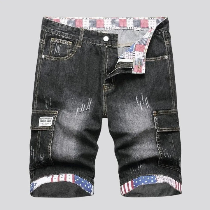 Sanded mid-waist jeans shorts for men