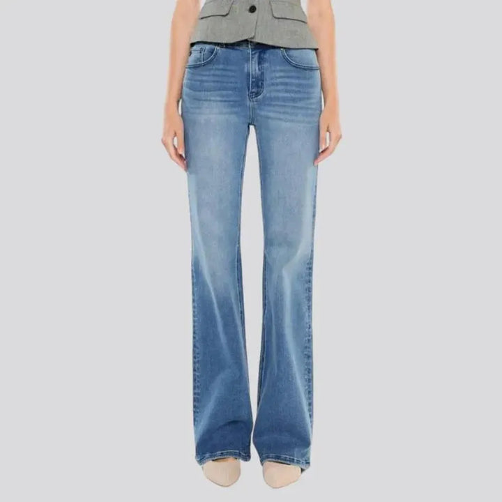 Straight women's whiskered jeans