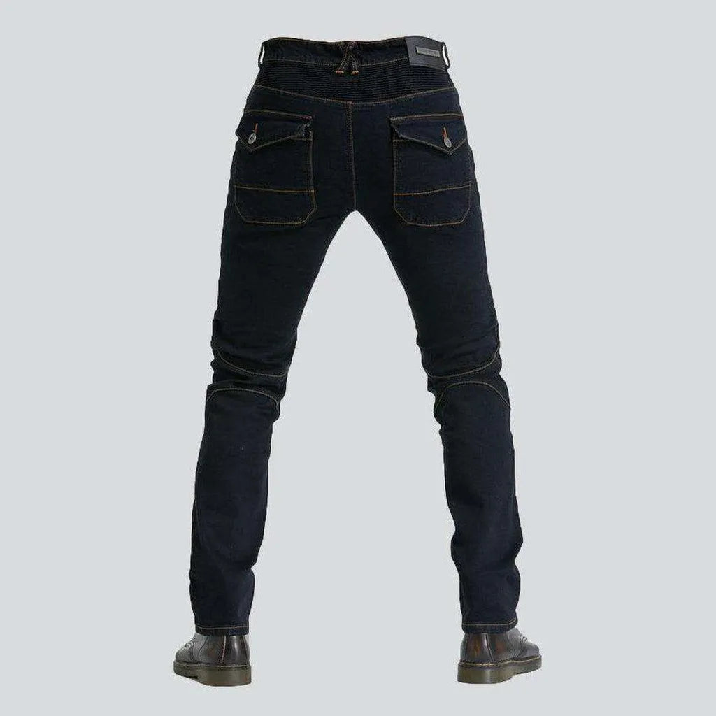 Casual men's biker denim pants