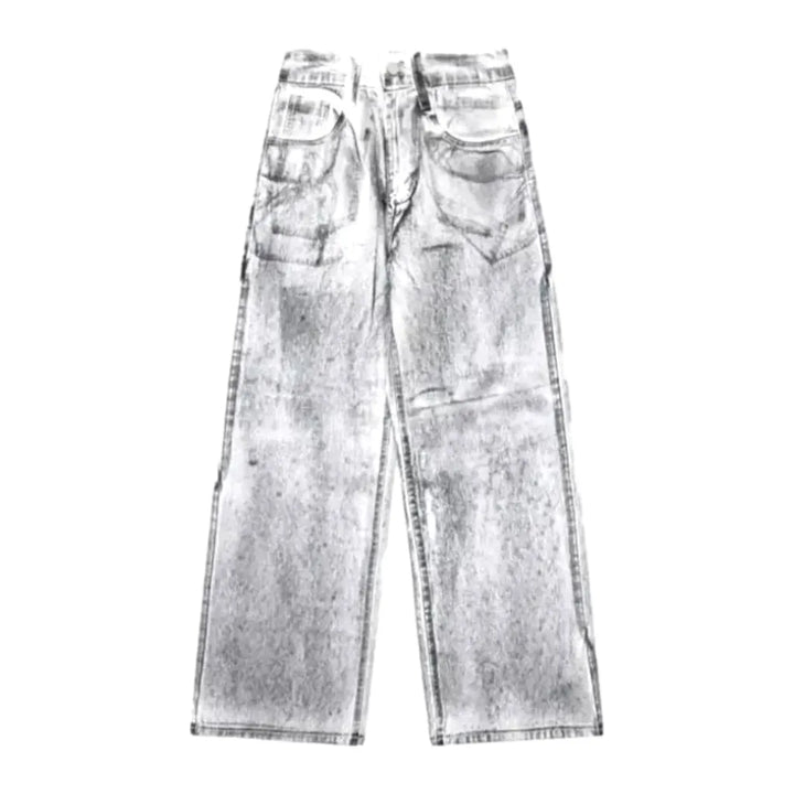 Medium Rise Painted Men's Jeans - White