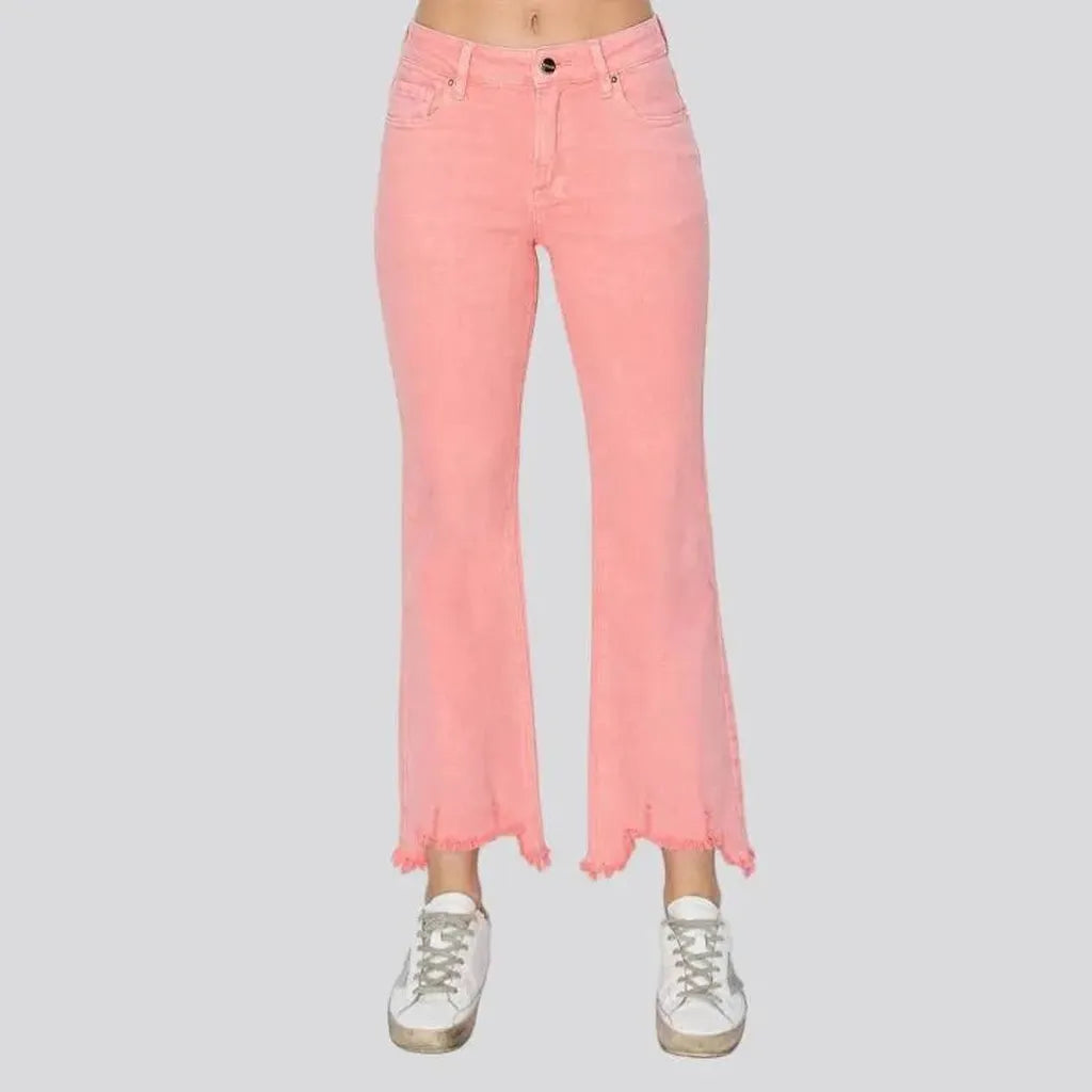 Color women's mid-waist jeans