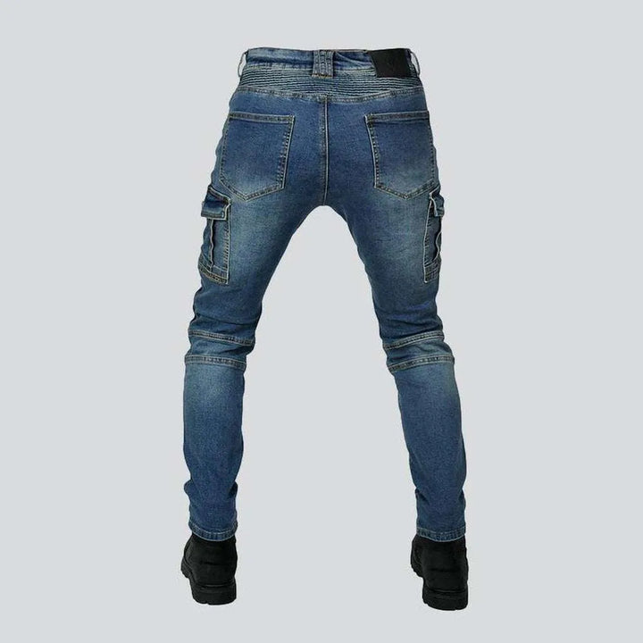 Men's moto jeans with zippers