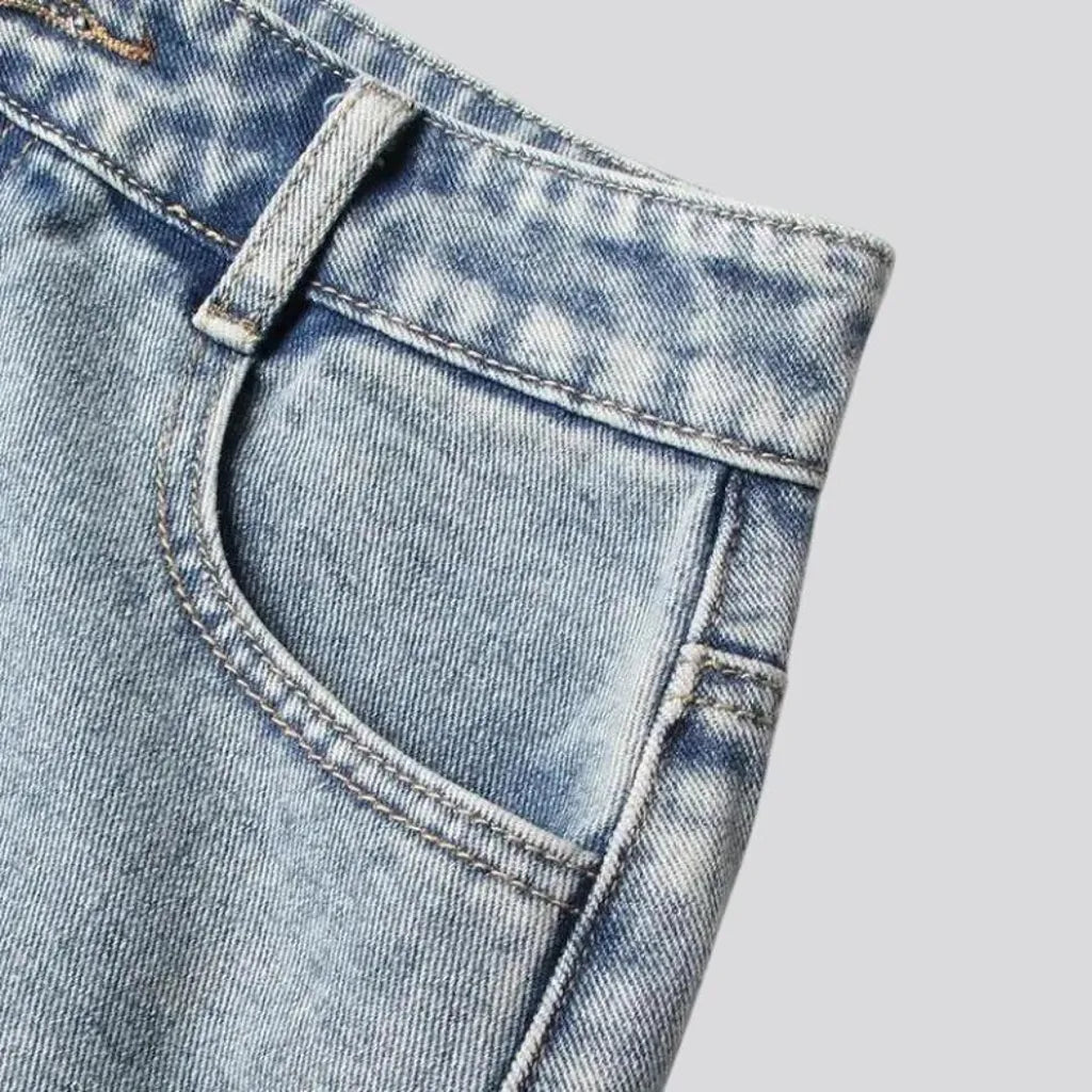 Hollow out high-waist jean skirt