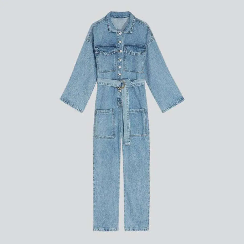 Loose fit women's denim jumpsuit