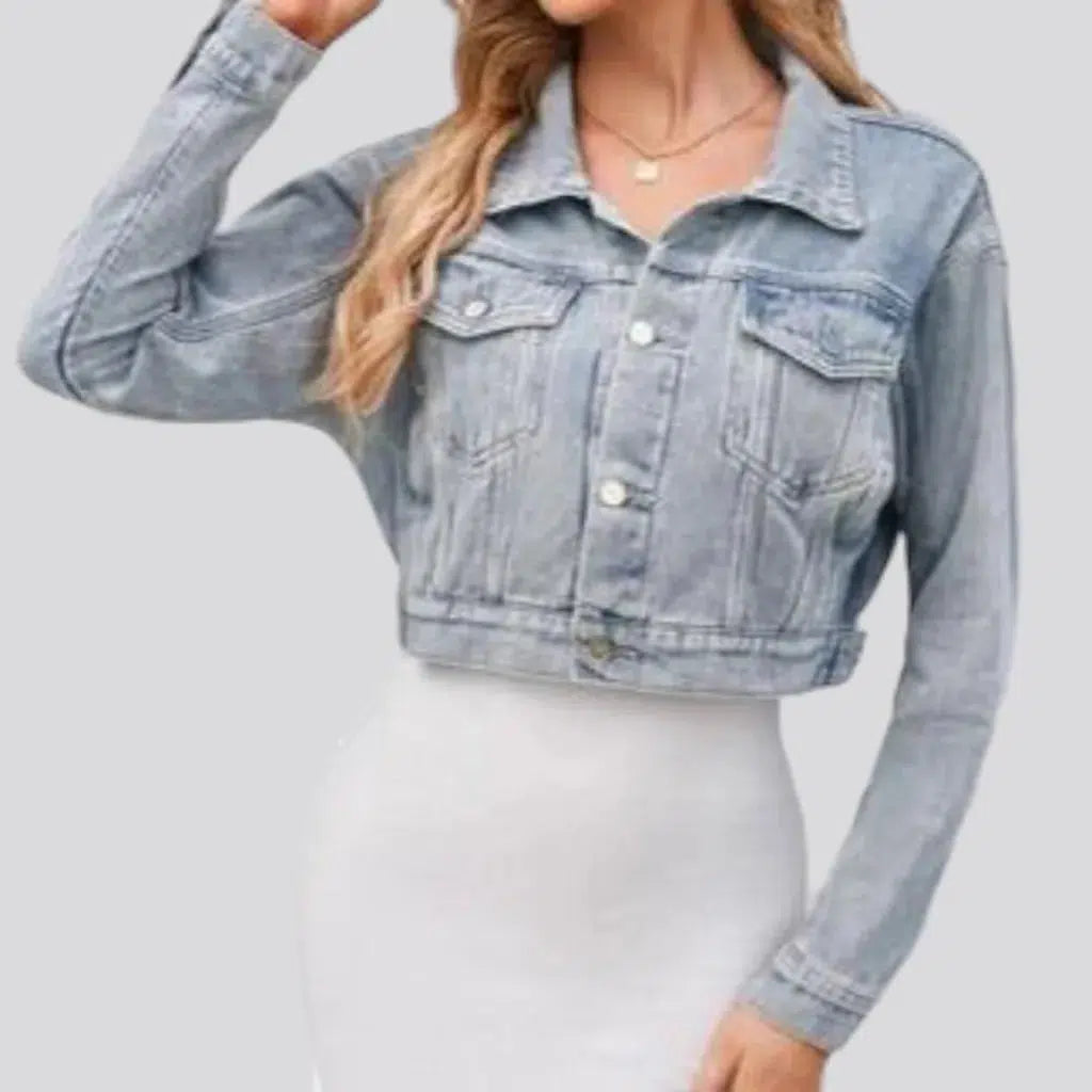 Vintage light-wash jean jacket
 for women