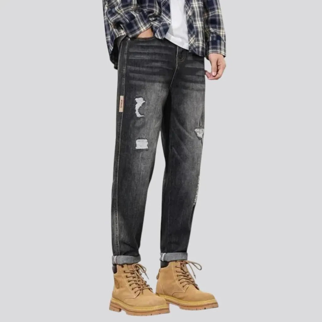 Elastic mid-rise men's jeans