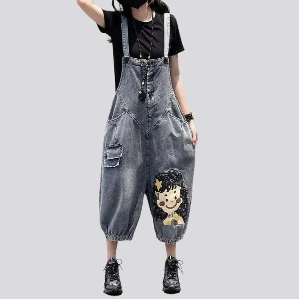 Baggy denim overall for ladies