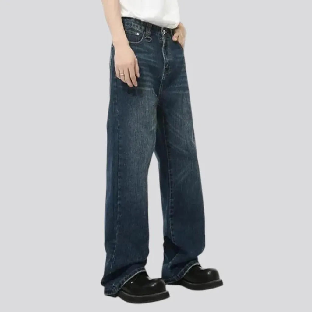 Trendy baggy mid-waist jeans for men