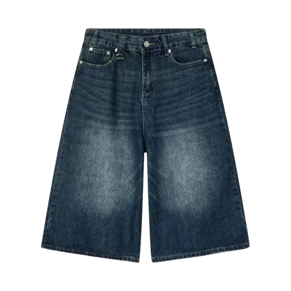 Stylish Mid-rise Men's Jean Shorts - Blue