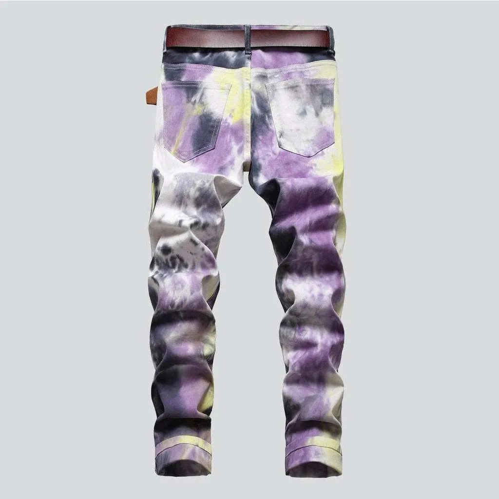 Pink painted men's jeans