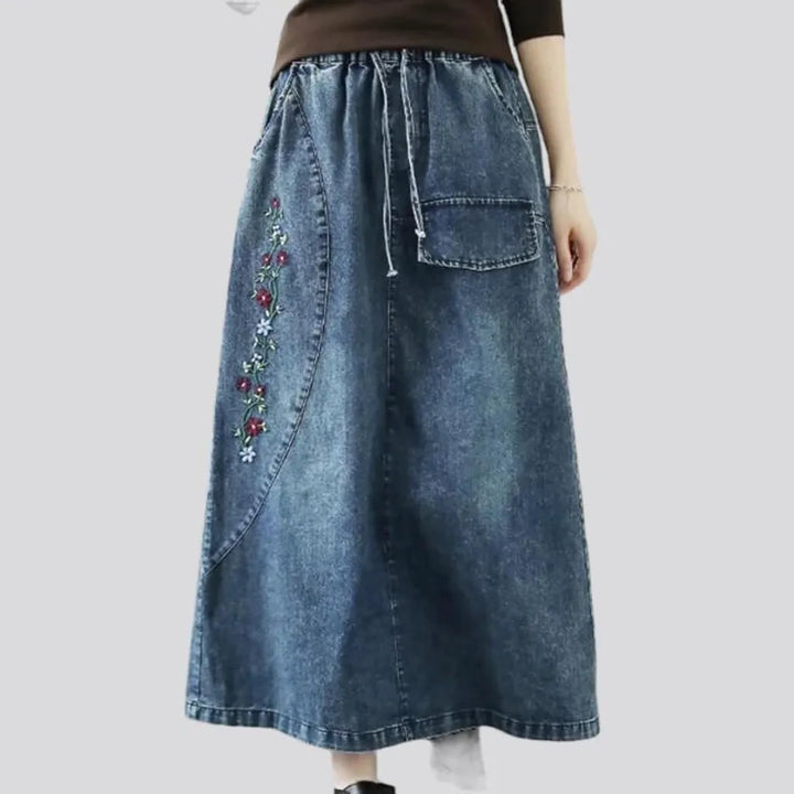 Long sanded jeans skirt for ladies