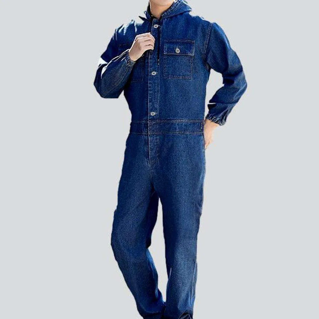 Loose fit men's denim jumpsuit