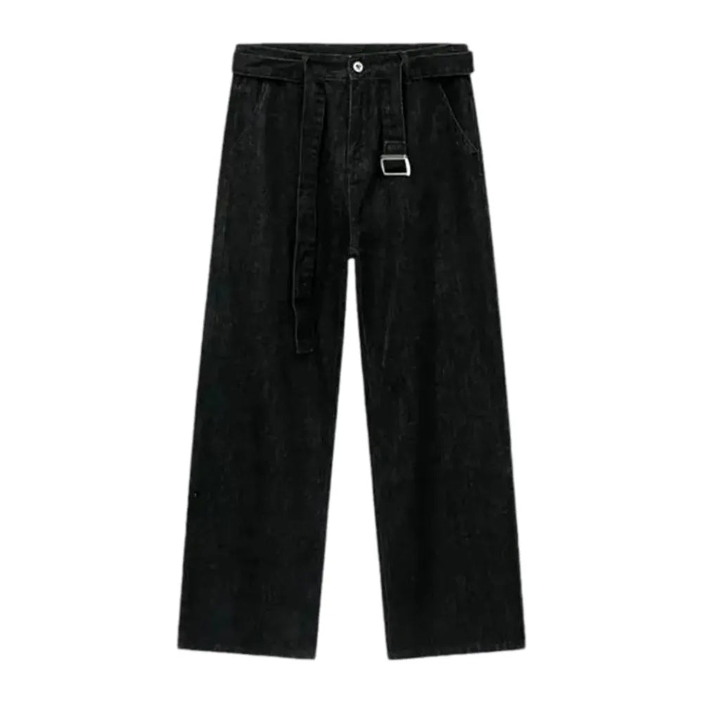 Monochrome Mid Rise Baggy Men's Jeans - Black