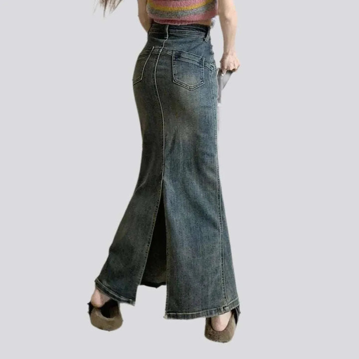 High-waist vintage denim skirt
 for ladies