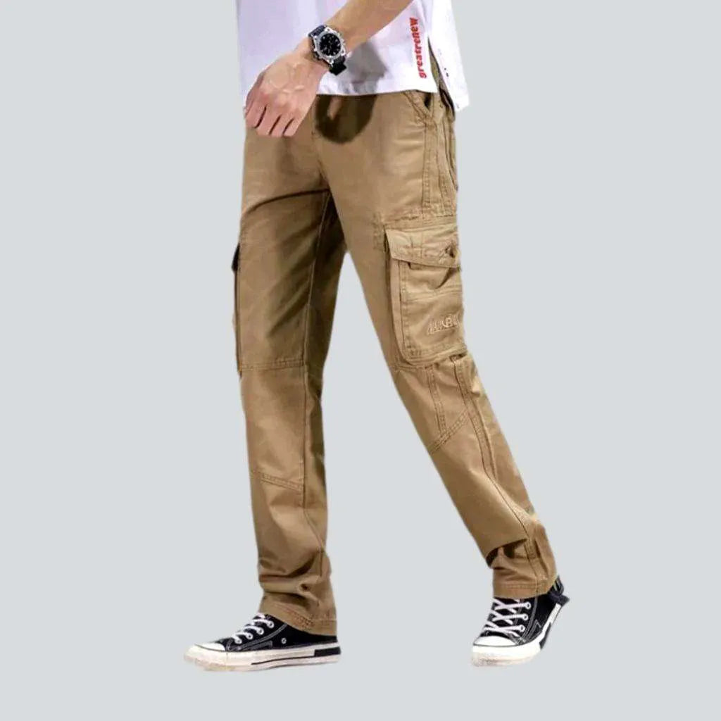 Mid-waist color denim pants
 for men