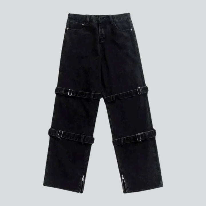 Hip-hop men's jeans with belts