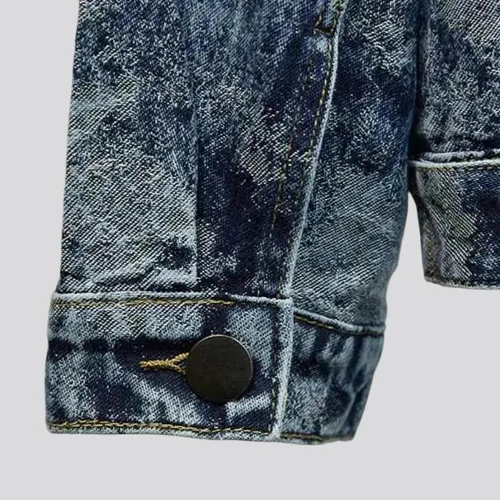 Two tone painted street men's denim jacket