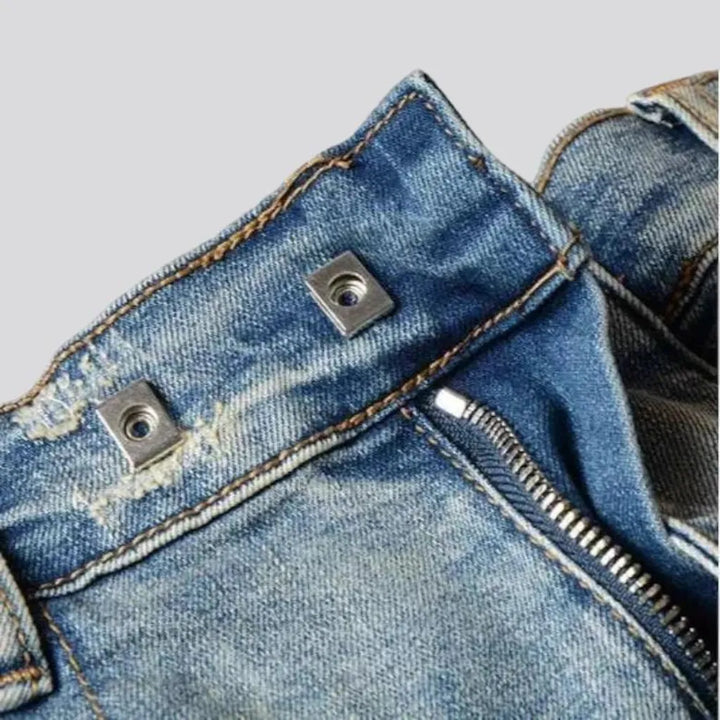 Vintage distressed men's moto jeans