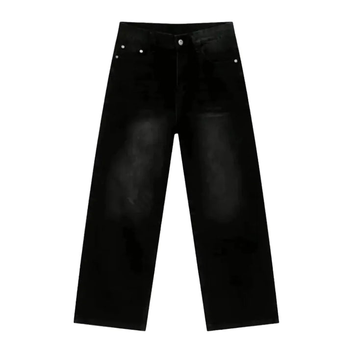 Mid Rise Boho Vintage Men's Jeans - Black