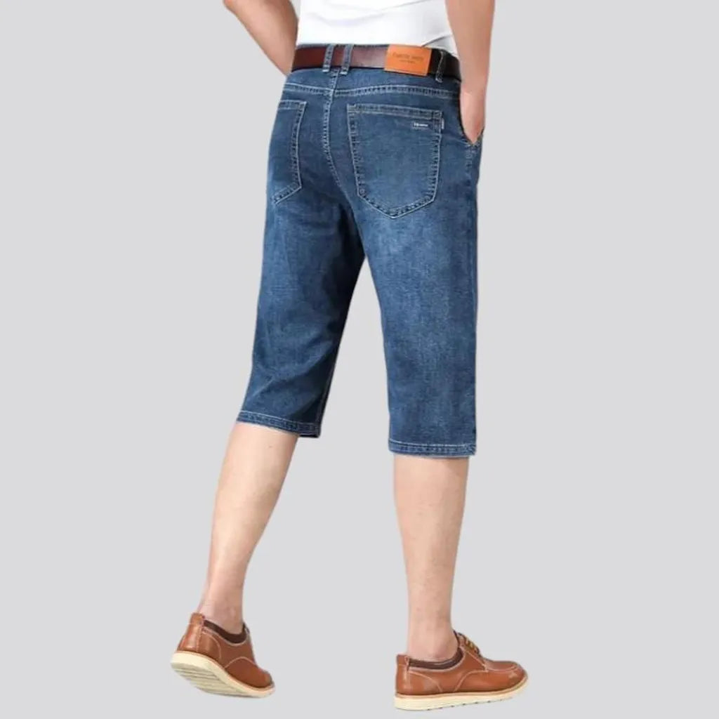 Straight sanded jeans shorts