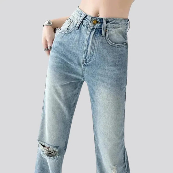 Frayed-hem street jeans
 for women