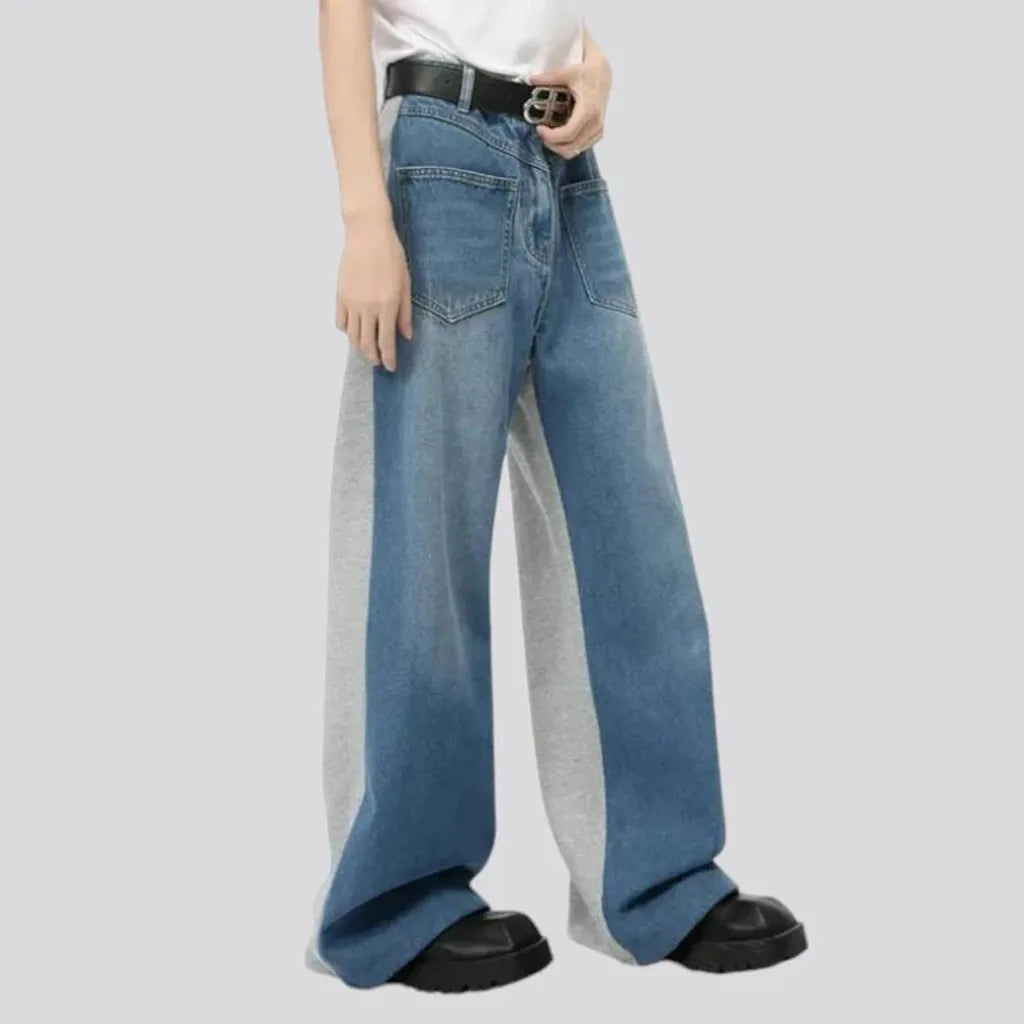 Mid rise sanded baggy men's jeans