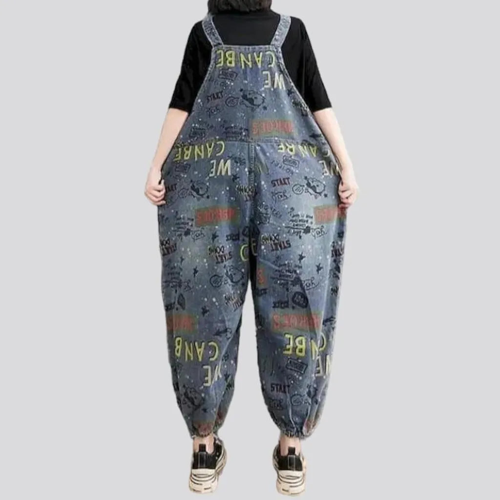 Painted baggy jean jumpsuit
 for ladies