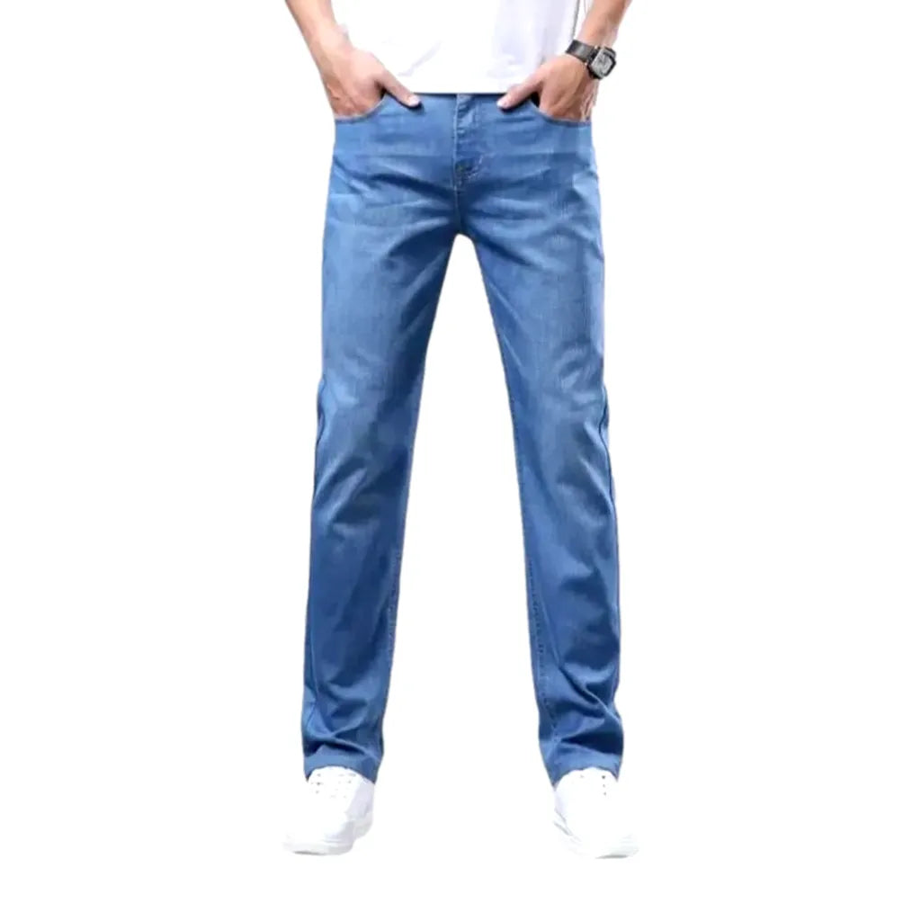 Classic Casual Sanded Jeans for Men - Light Blue