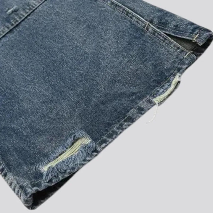 Baggy mid-waist distressed jeans for men