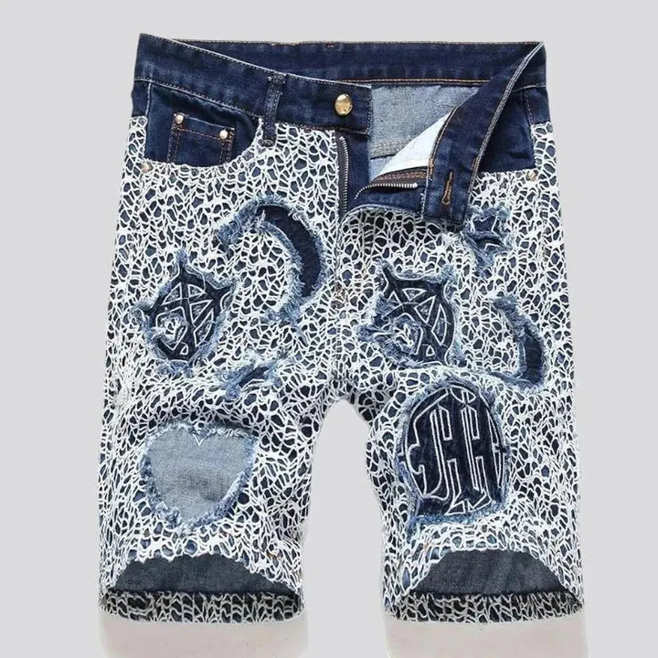 Ornamented men's mid-rise jeans