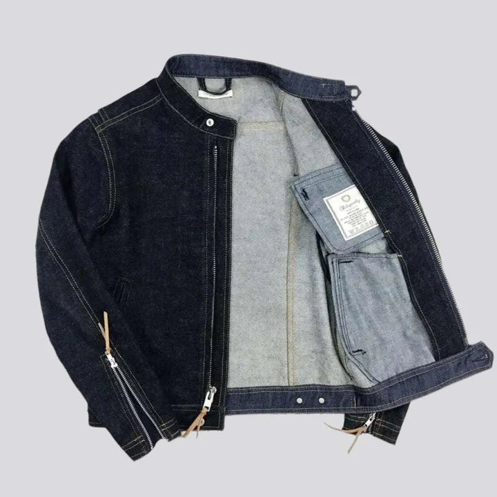 Black biker jean jacket
 for men