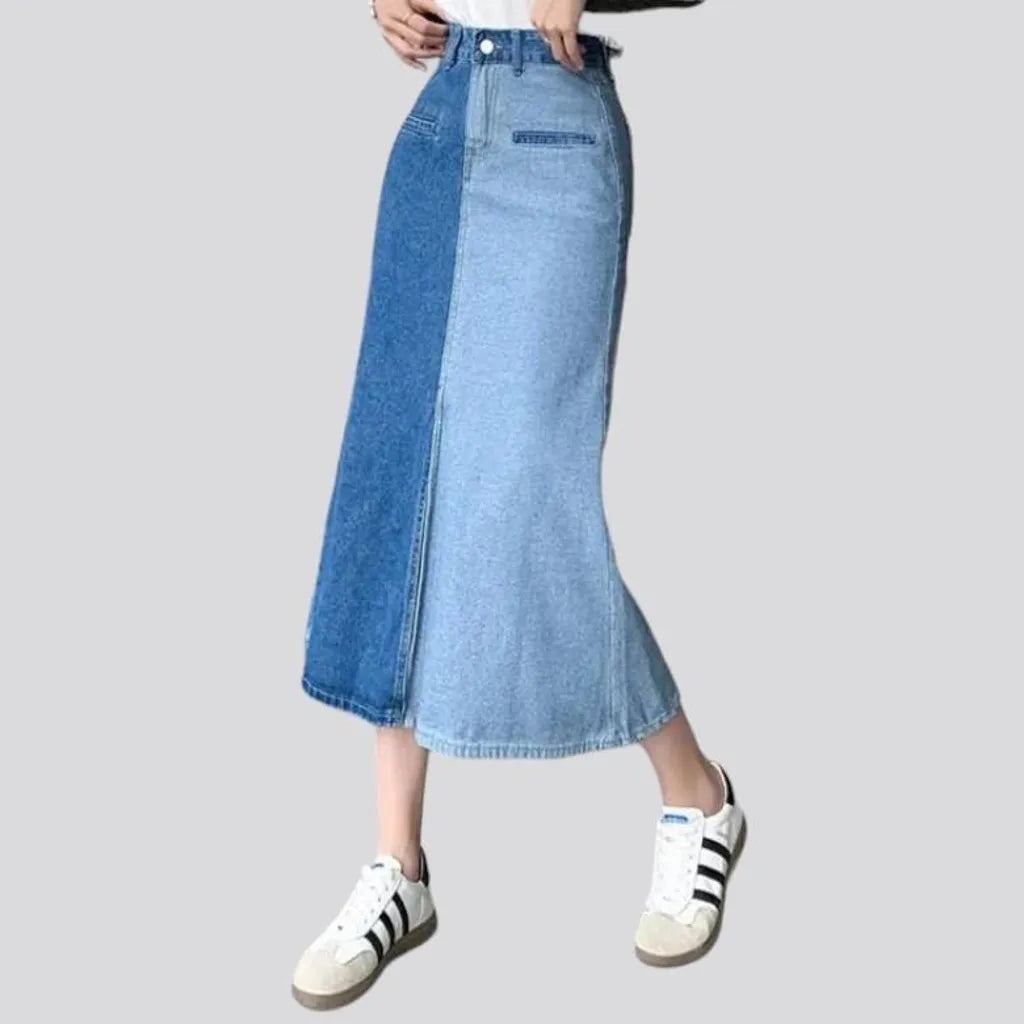 High-waist a-line denim skirt