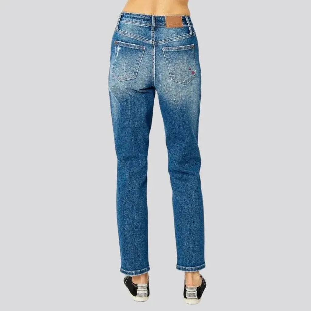 Sanded mom jeans
 for ladies