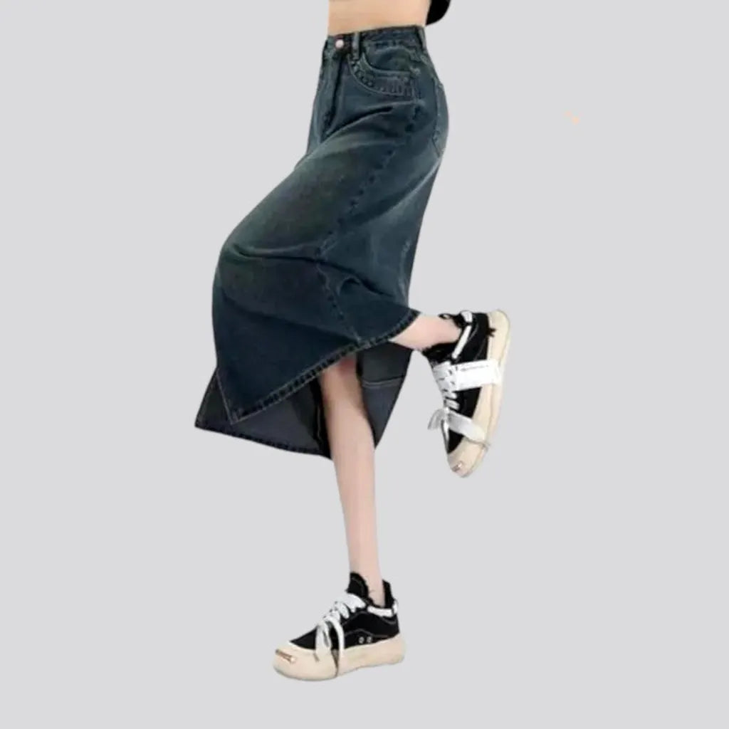 Sanded fashion women's denim skirt