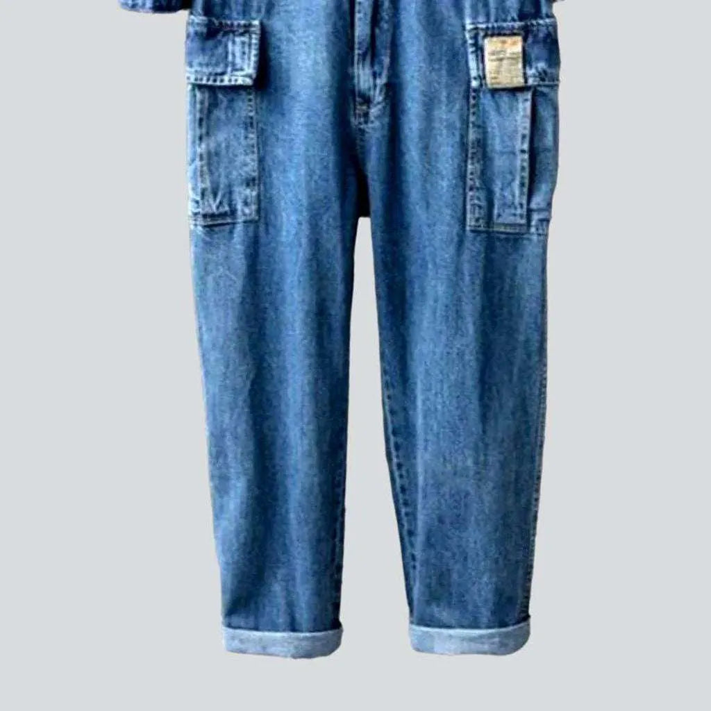 Stonewashed men's denim overall