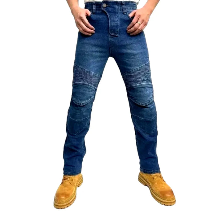 High Rise Motorcycle Men's Jeans - Blue