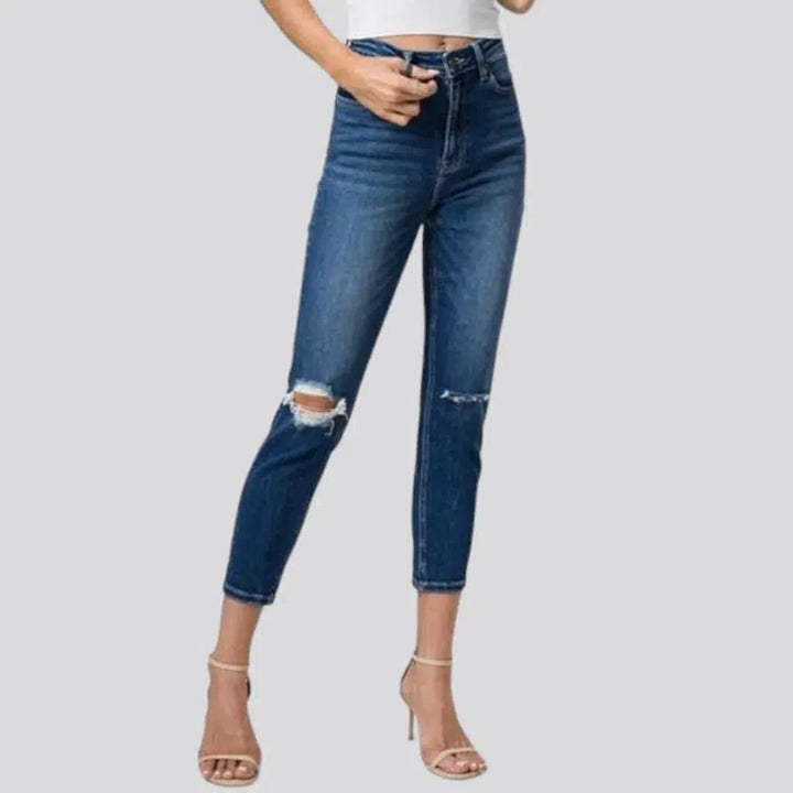 Dark-wash ankle-length jeans
 for ladies