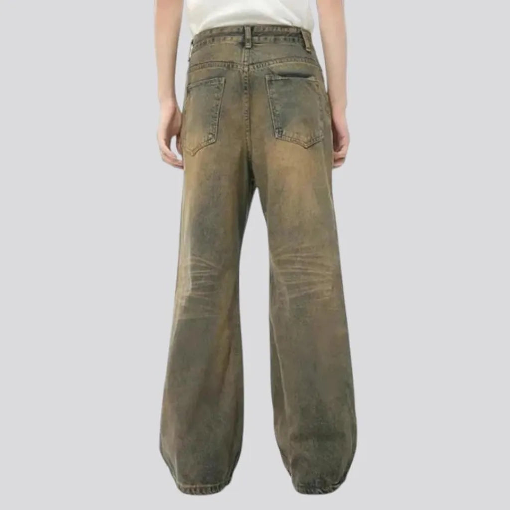 Retro faded wide fit jeans for men