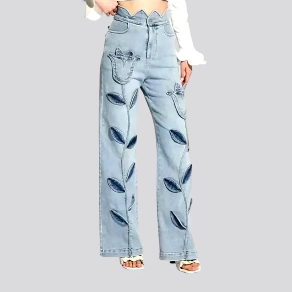 Fashionable Floral Patches Jeans for Ladies | Jeans4you.shop