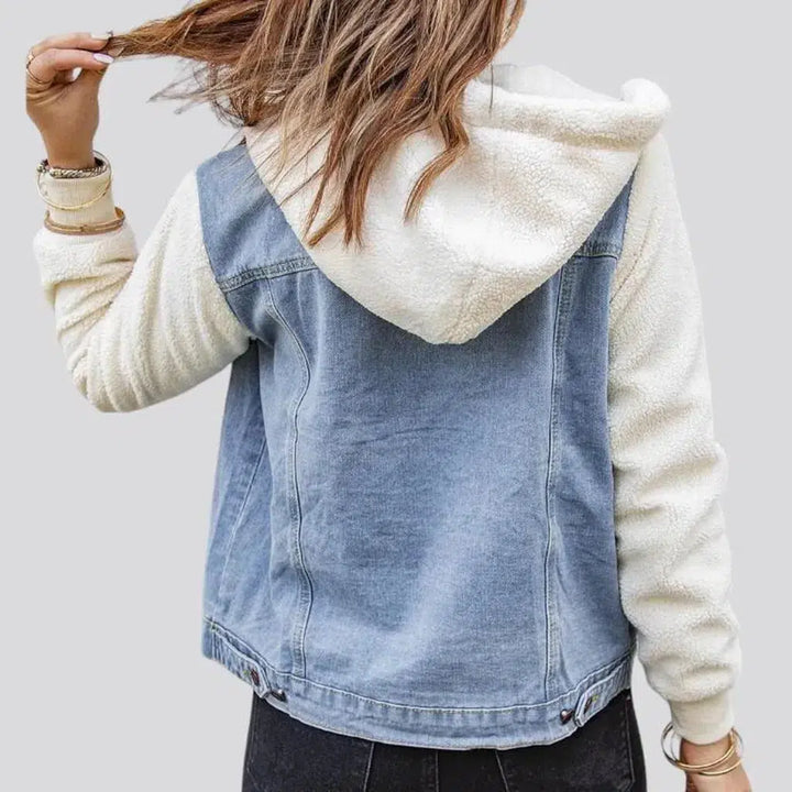 Mixed-fabrics women's jeans jacket