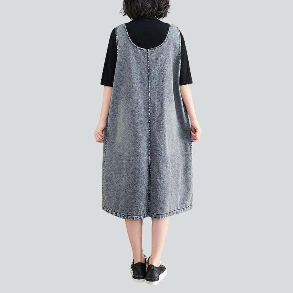 Loose ornamented denim dress