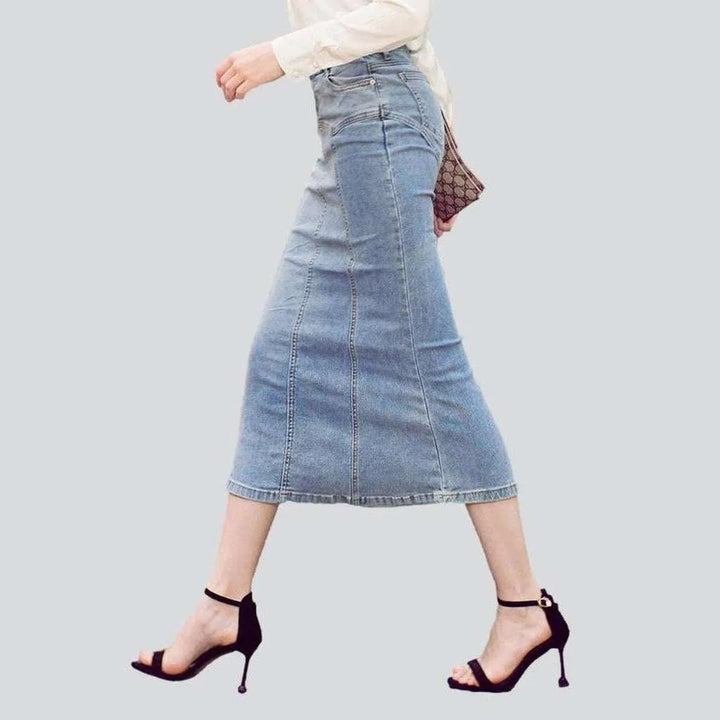 Trumpet denim skirt for women